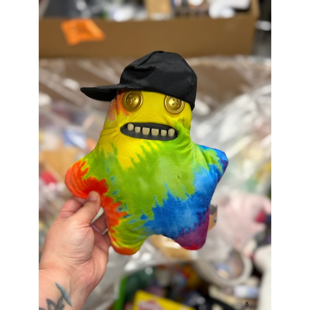 Zuru Fuggler Funny Ugly Monster Plush Tie Dye Rainbow Black Hat‎ NWOT